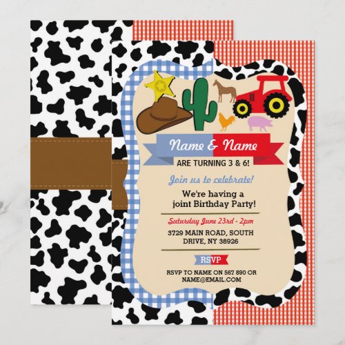 Cowboy & Farm Joint Boy Girl Birthday Animal Horse