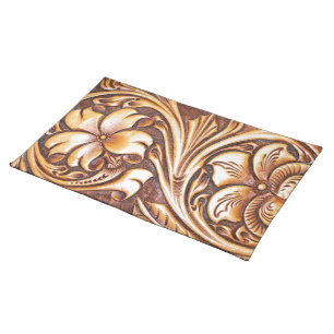 Cowboy Fashion Western Country Tooled Leather Placemat