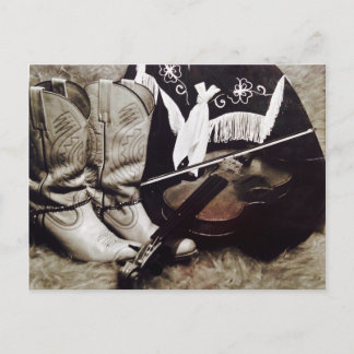Cowboy Fiddler Postcard
