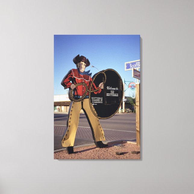 Cowboy figure sign welcoming tourists to Scottsdal (Front)