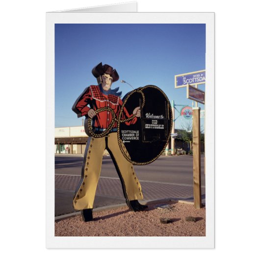 Cowboy figure sign welcoming tourists to Scottsdal (Front)