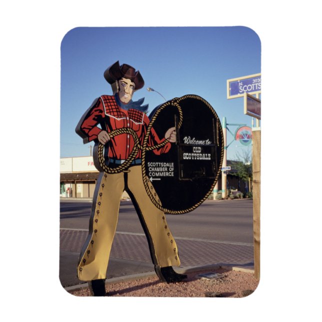 Cowboy figure sign welcoming tourists to Scottsdal Magnet (Vertical)