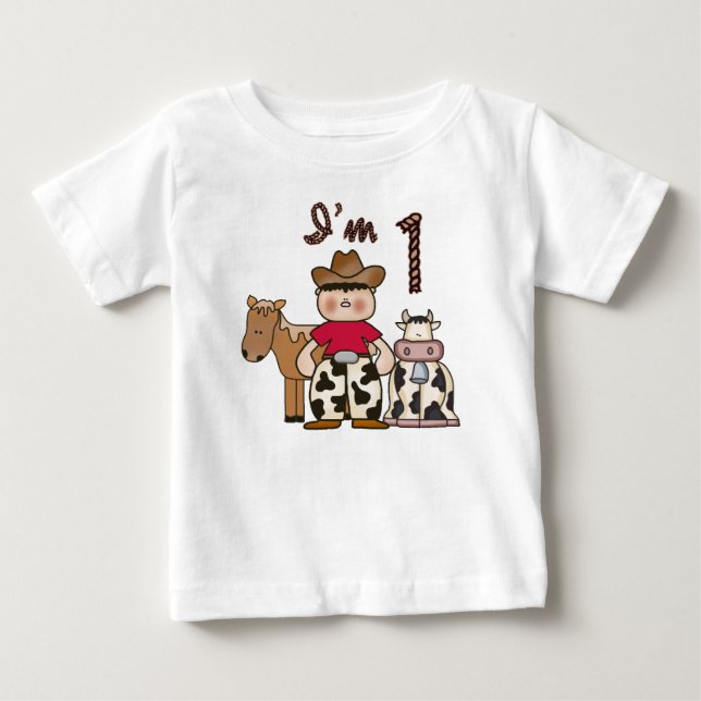 Cowboy  First Birthday Baby T-Shirt (Front)