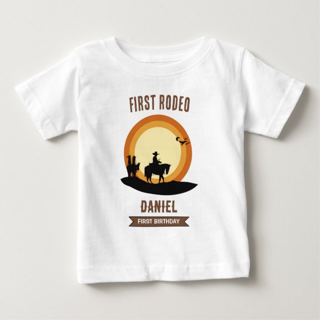 Cowboy First Birthday Baby T-Shirt (Front)