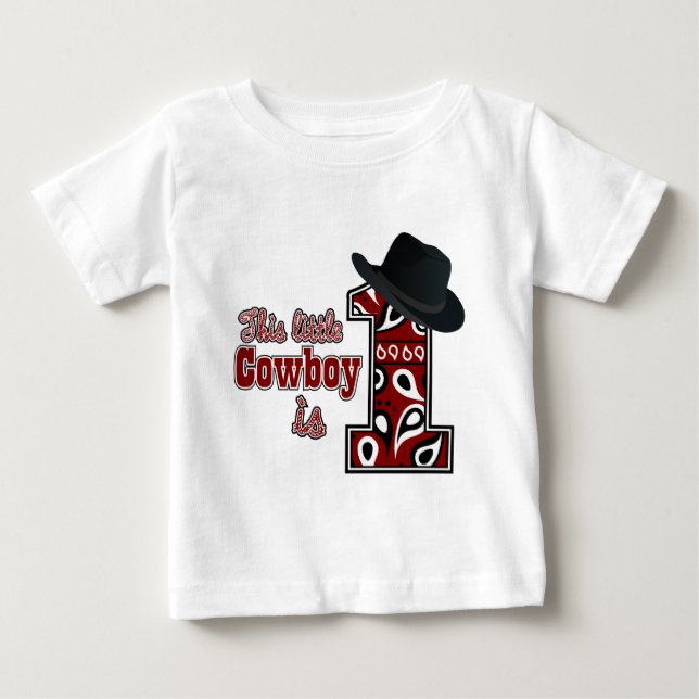 Cowboy First Birthday Baby T-Shirt (Front)