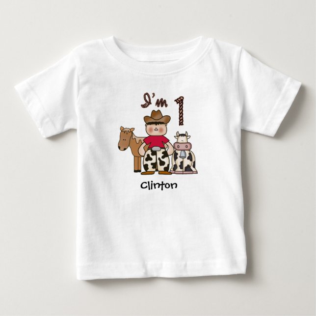 Cowboy  First Birthday Baby T-Shirt (Front)