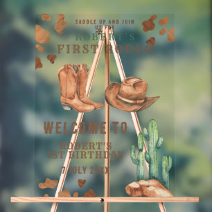 COWBOY first Birthday Party  Acrylic Sign
