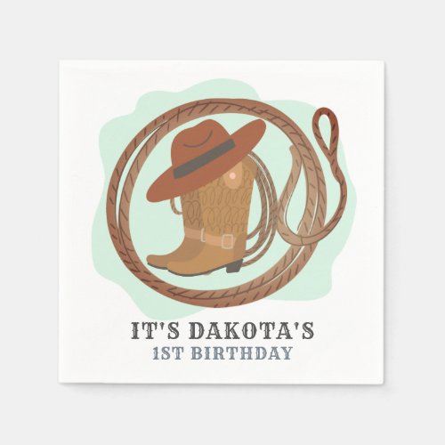 Cowboy First Birthday Party Napkins