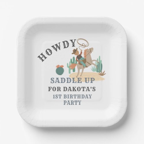 Cowboy First Birthday Party Paper Plate