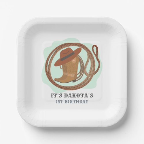 Cowboy First Birthday Party Paper Plates