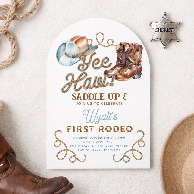 Cowboy First Rodeo 1st Birthday Invitation (Cowboy First Rodeo 1st Birthday Invitation)