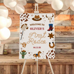 Cowboy First Rodeo 1st Birthday Party Welcome Sign
