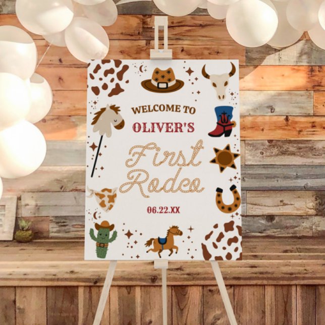 Cowboy First Rodeo 1st Birthday Party Welcome Sign (Creator Uploaded)