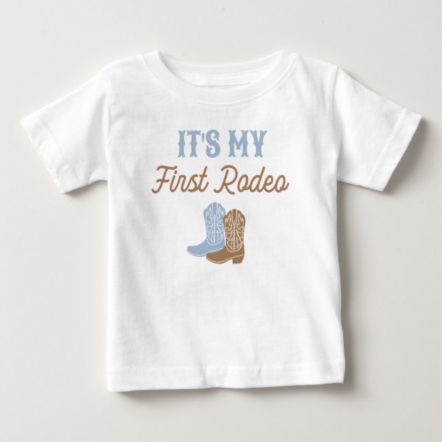Cowboy First Rodeo Birthday Baby T-Shirt (Front)