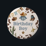 Cowboy First Rodeo Birthday Boy Button<br><div class="desc">Cowboy First Rodeo Birthday Boy button
Matching items available.</div>