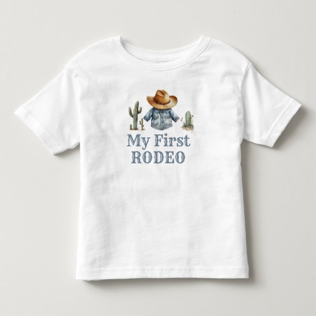 Cowboy First Rodeo Birthday Boy Toddler T-shirt (Front)