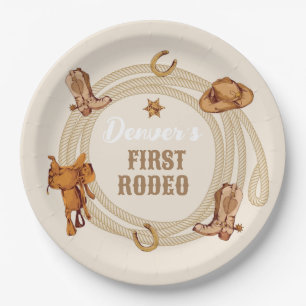 Cowboy First Rodeo Birthday Gender Neutral Paper Plates