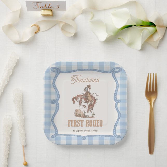Cowboy First Rodeo Birthday  Paper Plates (Wedding)