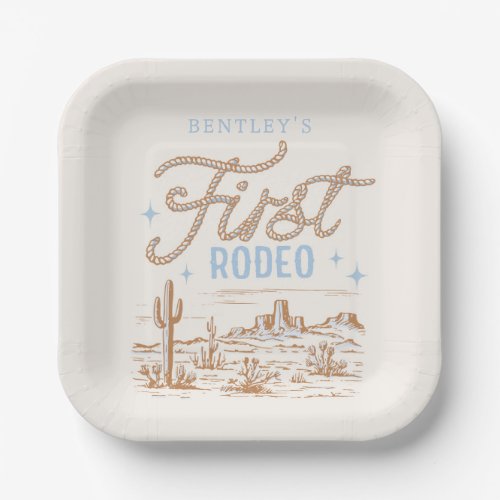Cowboy First Rodeo Birthday Plates