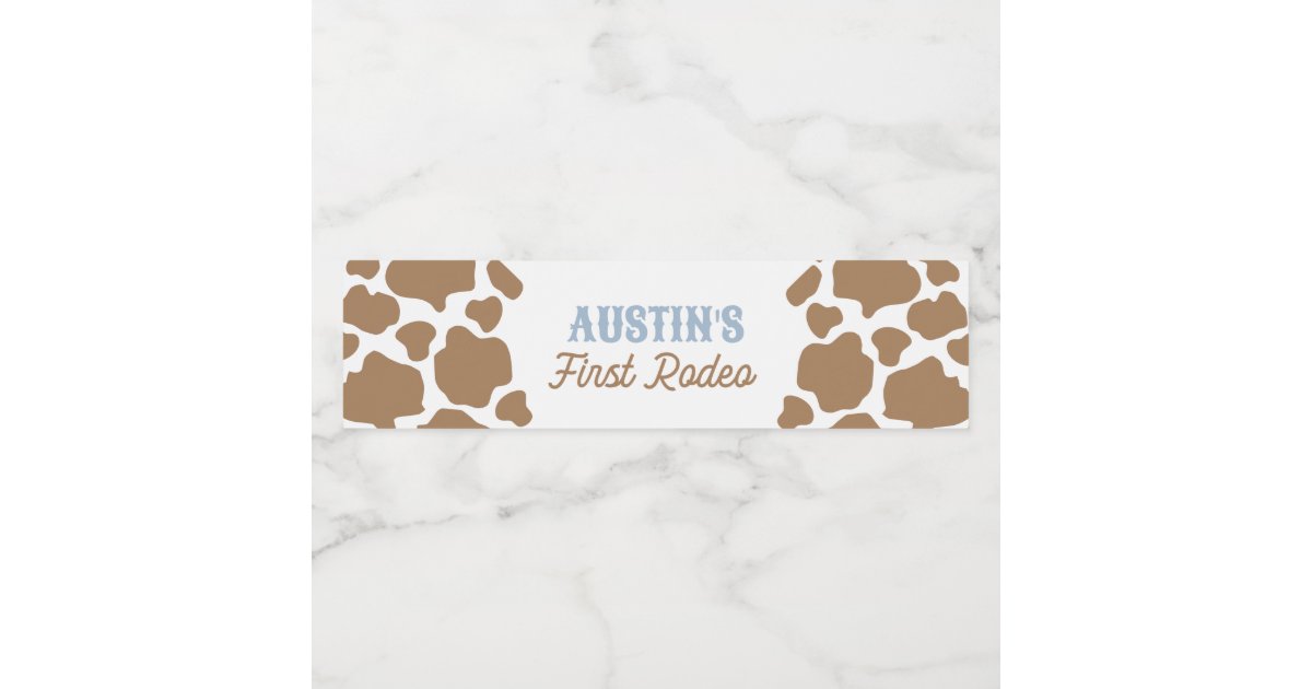 Cowboy First Rodeo Birthday Water Bottle Label | Zazzle