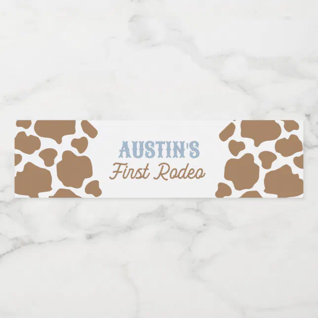 Cowboy First Rodeo Birthday Water Bottle Label | Zazzle