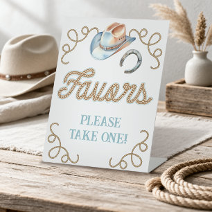 Cowboy First Rodeo Favors Pedestal Sign