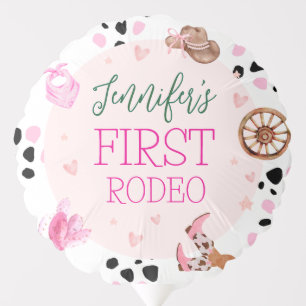 Cowboy First Rodeo girl pink Birthday party Balloon