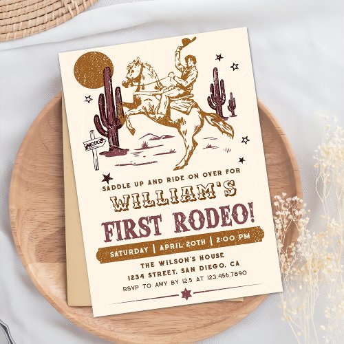 Cowboy First Rodeo Western Birthday Invitation