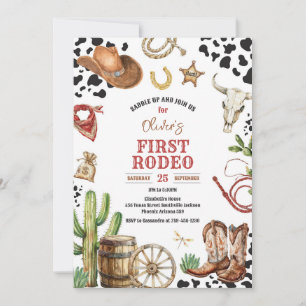 Cowboy First Rodeo Wild West 1st Birthday  Invitation