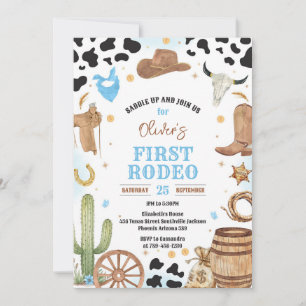 Cowboy First Rodeo Wild West 1st Birthday Invitation