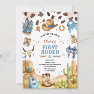 Cowboy First Rodeo Wild West 1st Birthday Invitation