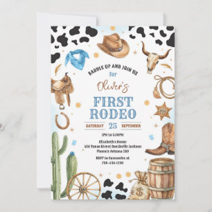 Cowboy First Rodeo Wild West 1st Birthday  Invitation