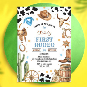 Cowboy First Rodeo Wild West 1st Birthday Invitation