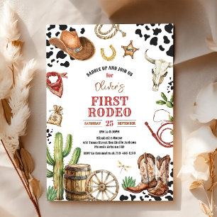 Cowboy First Rodeo Wild West 1st Birthday Invitation