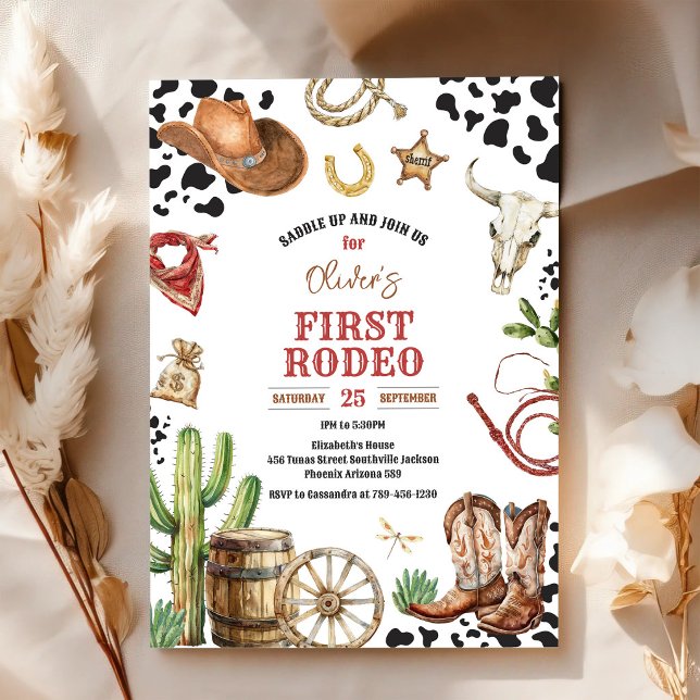 Cowboy First Rodeo Wild West 1st Birthday  Invitation (Creator Uploaded)