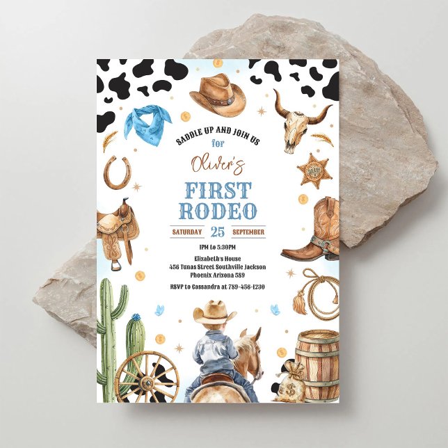 Cowboy First Rodeo Wild West 1st Birthday  Invitation (Creator Uploaded)