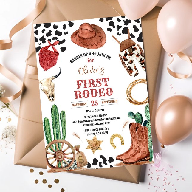 Cowboy First Rodeo Wild West 1st Birthday Invitation (Creator Uploaded)