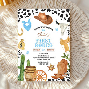 Cowboy First Rodeo Wild West 1st Birthday Invitation