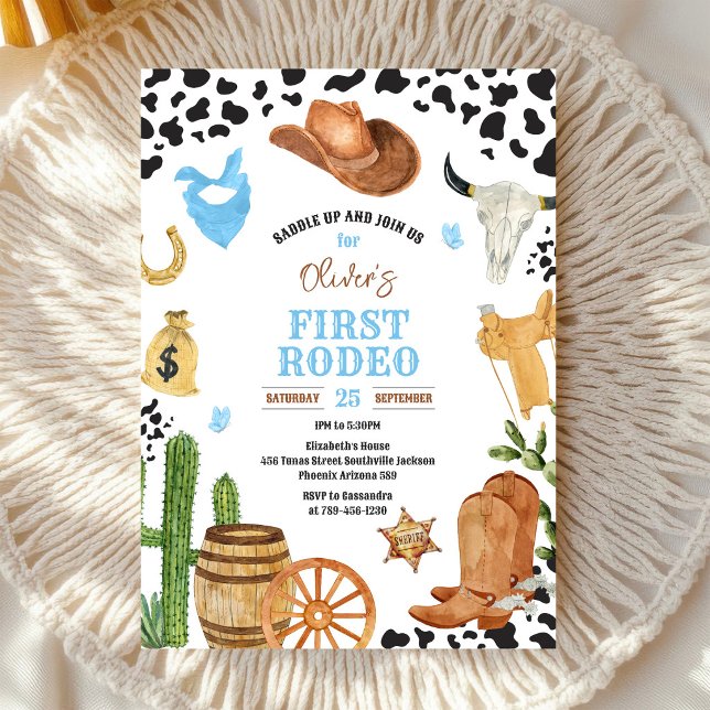 Cowboy First Rodeo Wild West 1st Birthday  Invitation (Creator Uploaded)