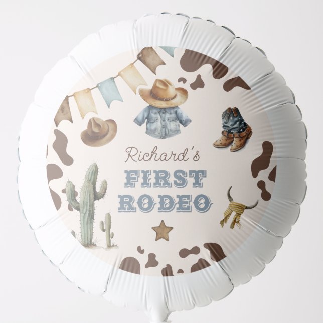 Cowboy First Rodeo Wild west 1st Birthday party Balloon (Front)
