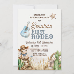 Cowboy First Rodeo Wild West Birthday Invitation