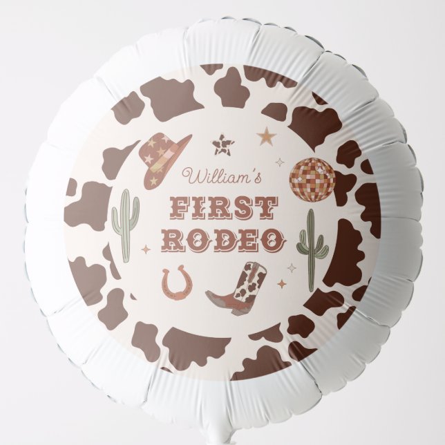 Cowboy First Rodeo Wild west Birthday party Balloon (Front)