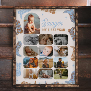 Cowboy First Year Photo Poster