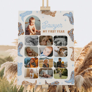 Cowboy First Year Photo Poster