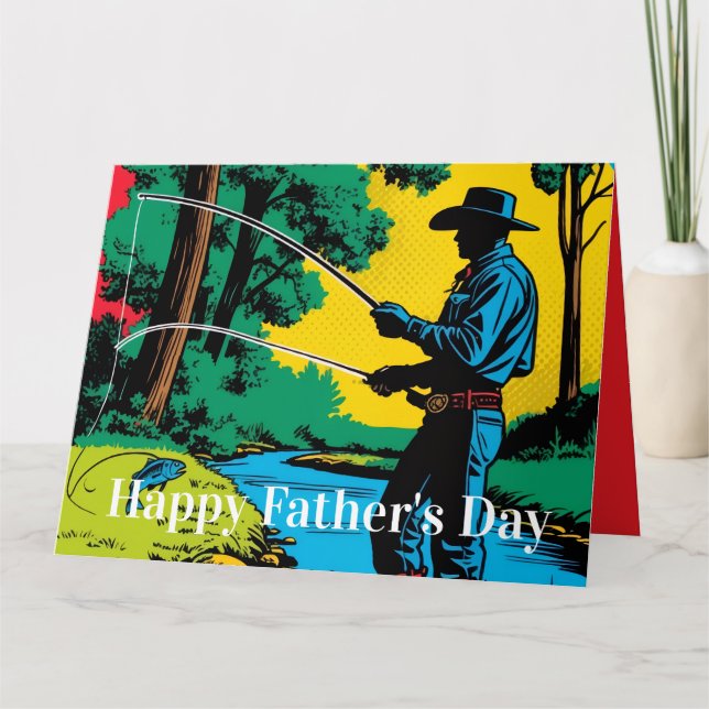 Cowboy Fisherman on Riverbank Card (Front)