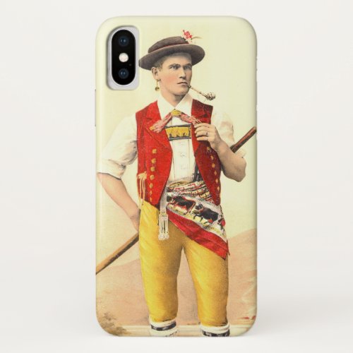 Cowboy from Appenzell in Traditional Swiss Costume iPhone X Case