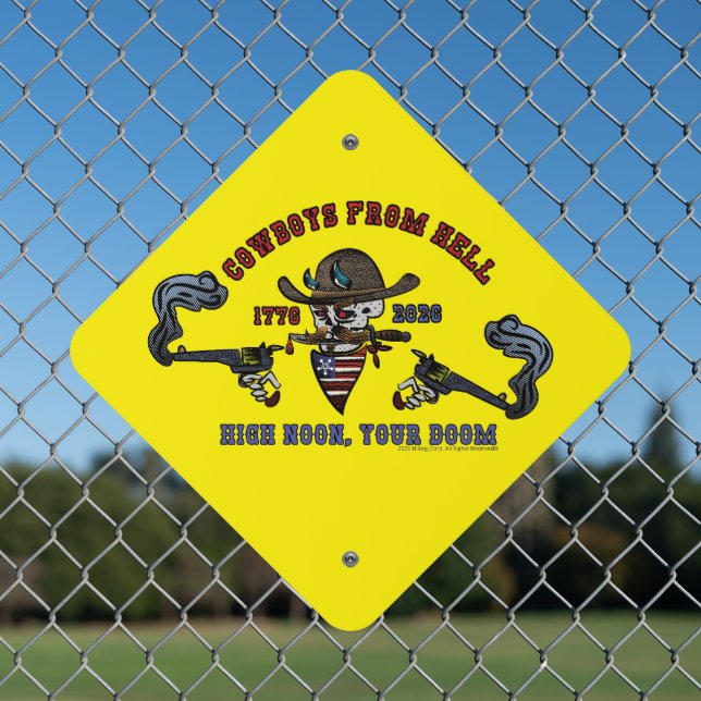 Cowboy From Hell Metal Sign (In Situ(Fence))