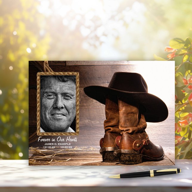 Cowboy Funeral Memorial Guest Book (Cowboy hat and boots memorial and funeral guest book.)