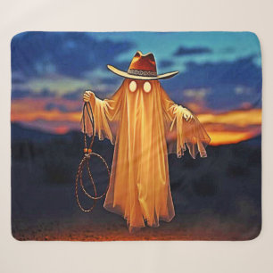 Cowboy Ghost at Sunset Design Sherpa Blanket