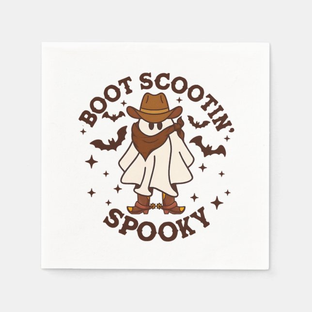 Cowboy Ghost Cowhide Boot Scooting Spooky Western  Napkins (Front)